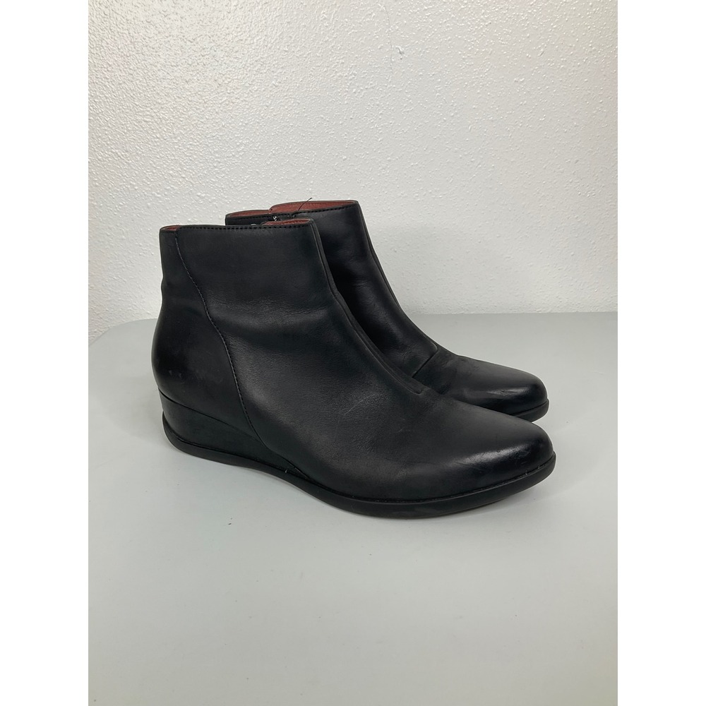Dansko Black Leather Waterproof Wedge Ankle Boots Side Zip 39 6912470200‎